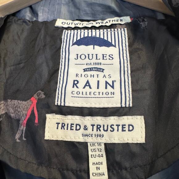 Joules “Right as Rain” Adorable Dog Print Packable Rain Jacket size 12 - Picture 3 of 4